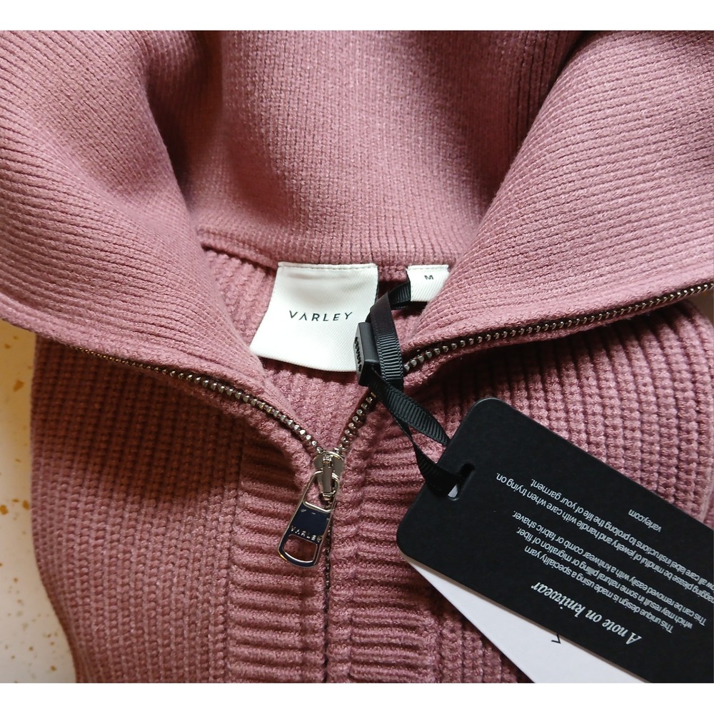 NWT Varley Maura Half-Zip Rib Knit Sweater Wistful Mauve Medium